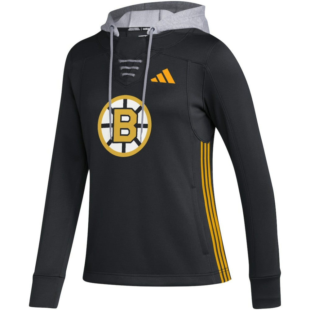 Boston Bruins adidas Women's Refresh Skate Lace AEROREADY Pullover Hoodie - Black Hoodies