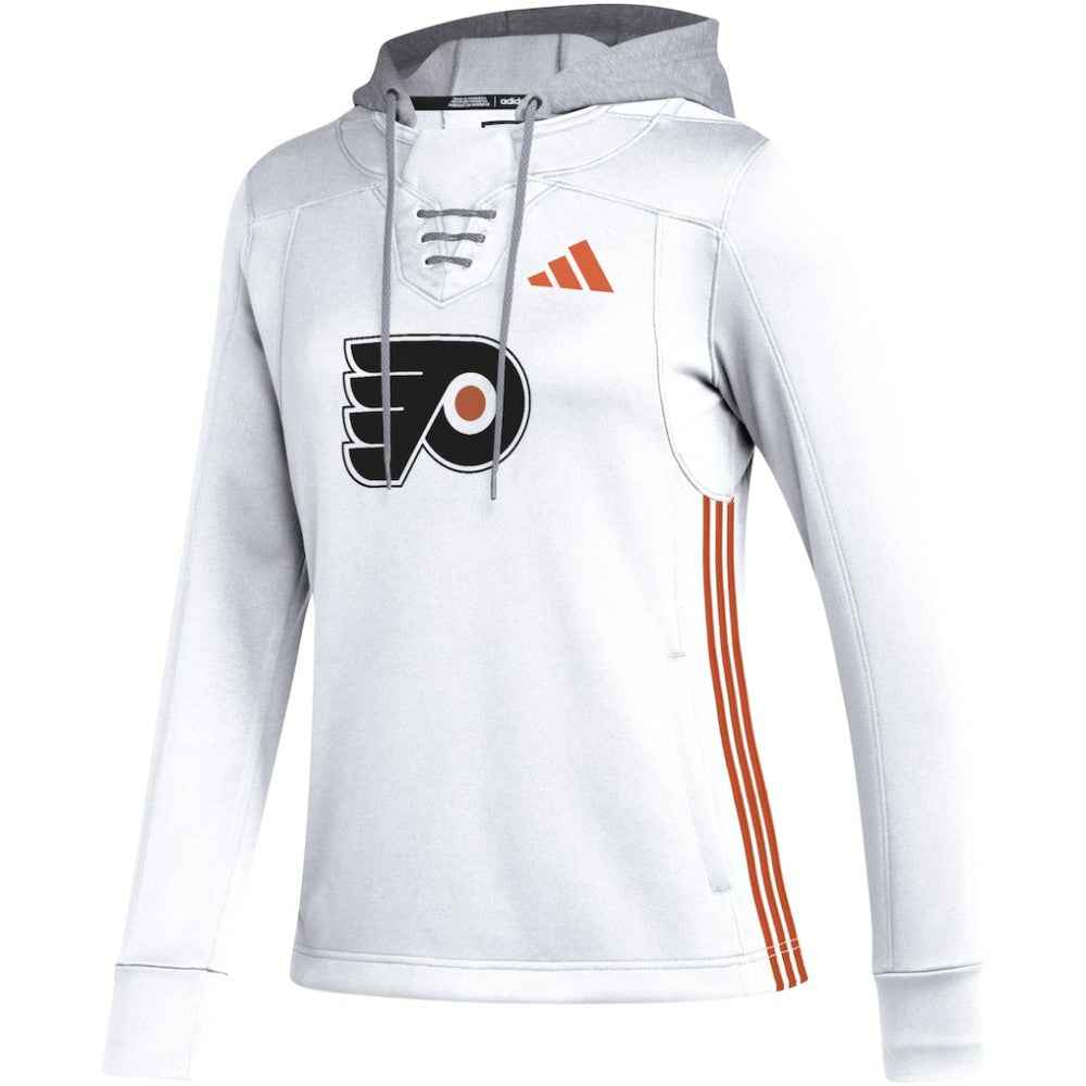 Philadelphia Flyers adidas Women's Refresh Skate Lace AEROREADY Pullover Hoodie - White Hoodies