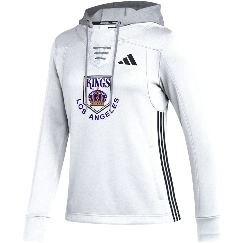 Los Angeles Kings adidas Women's Refresh Skate Lace AEROREADY Pullover Hoodie - White Hoodies