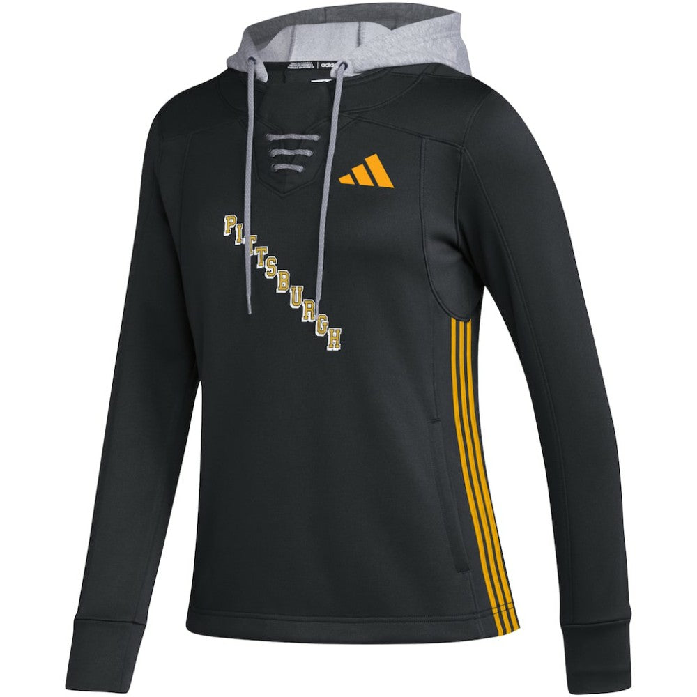 Pittsburgh Penguins adidas Women's Refresh Skate Lace AEROREADY Pullover Hoodie - Black Hoodies