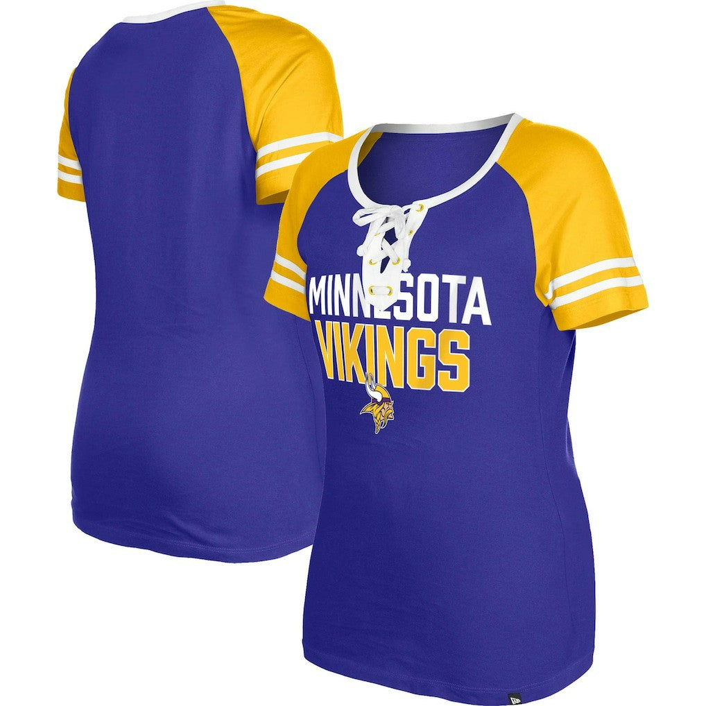 Minnesota Vikings New Era Women's Raglan Lace-Up T-Shirt - Purple outlet