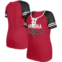 Arizona Cardinals New Era Women's Raglan Lace-Up T-Shirt - Cardinal for sale