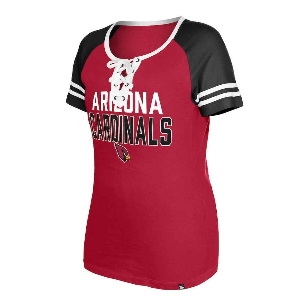 Arizona Cardinals New Era Women's Raglan Lace-Up T-Shirt - Cardinal for sale