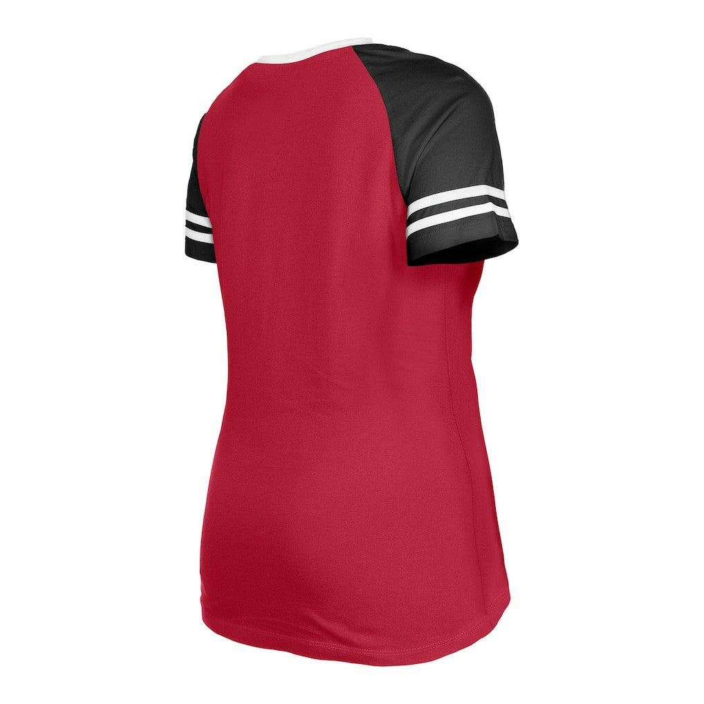 Arizona Cardinals New Era Women's Raglan Lace-Up T-Shirt - Cardinal for sale