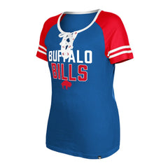Buffalo Bills New Era Women's Throwback Raglan Lace-Up T-Shirt - Royal outlet