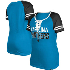 Carolina Panthers New Era Women's Raglan Lace-Up T-Shirt - Blue discount