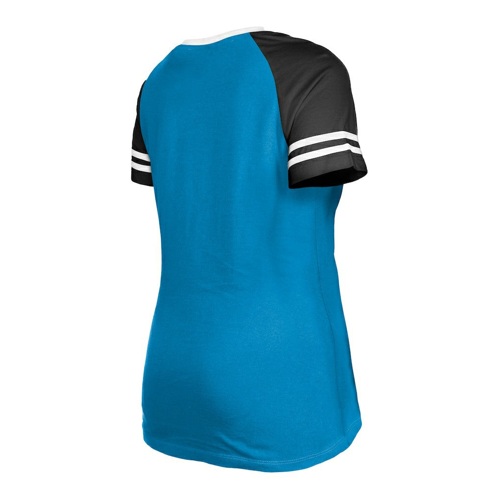 Carolina Panthers New Era Women's Raglan Lace-Up T-Shirt - Blue discount