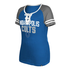 Indianapolis Colts New Era Women's Raglan Lace-Up T-Shirt - Royal on sale
