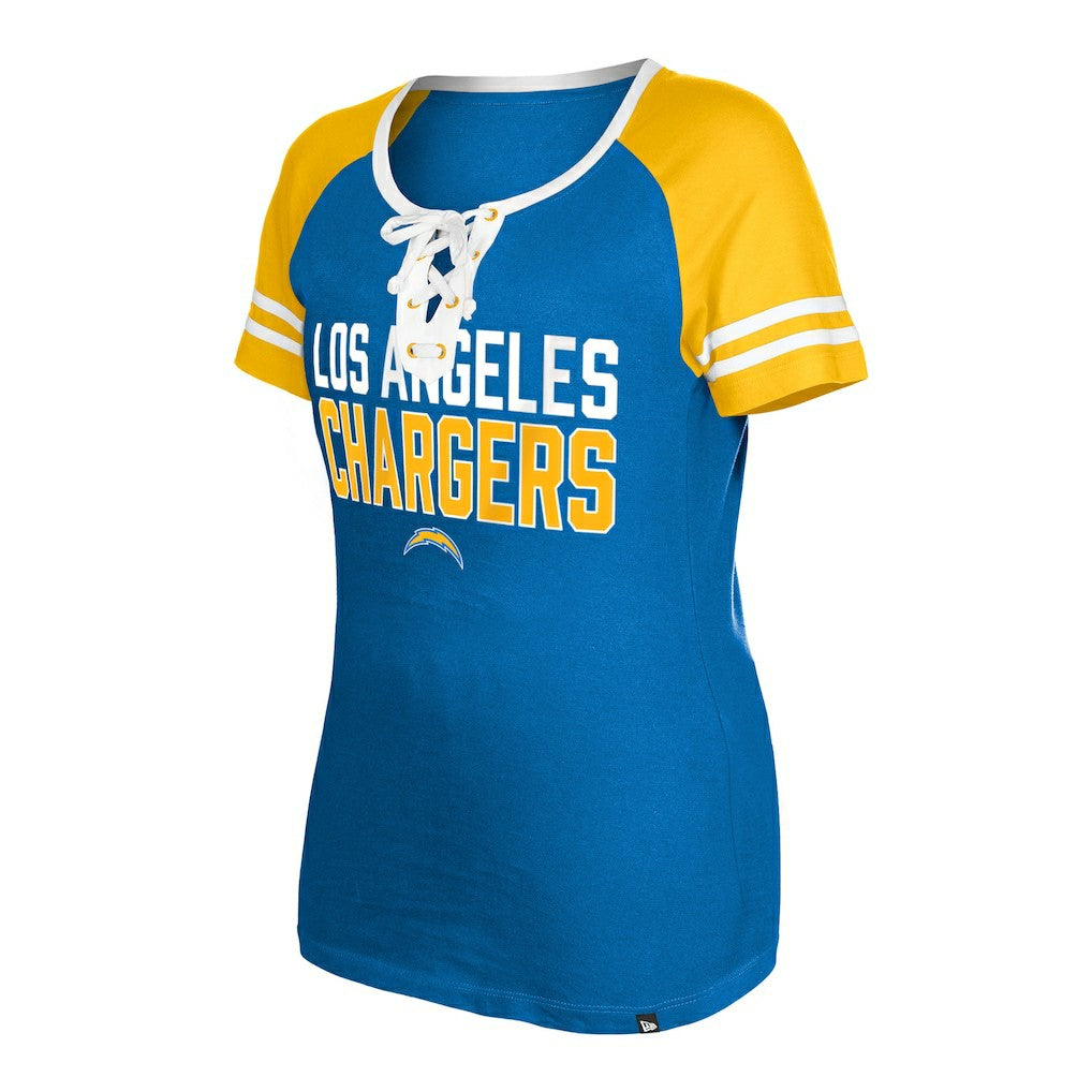 Los Angeles Chargers New Era Women's Raglan Lace-Up T-Shirt - Powder Blue online