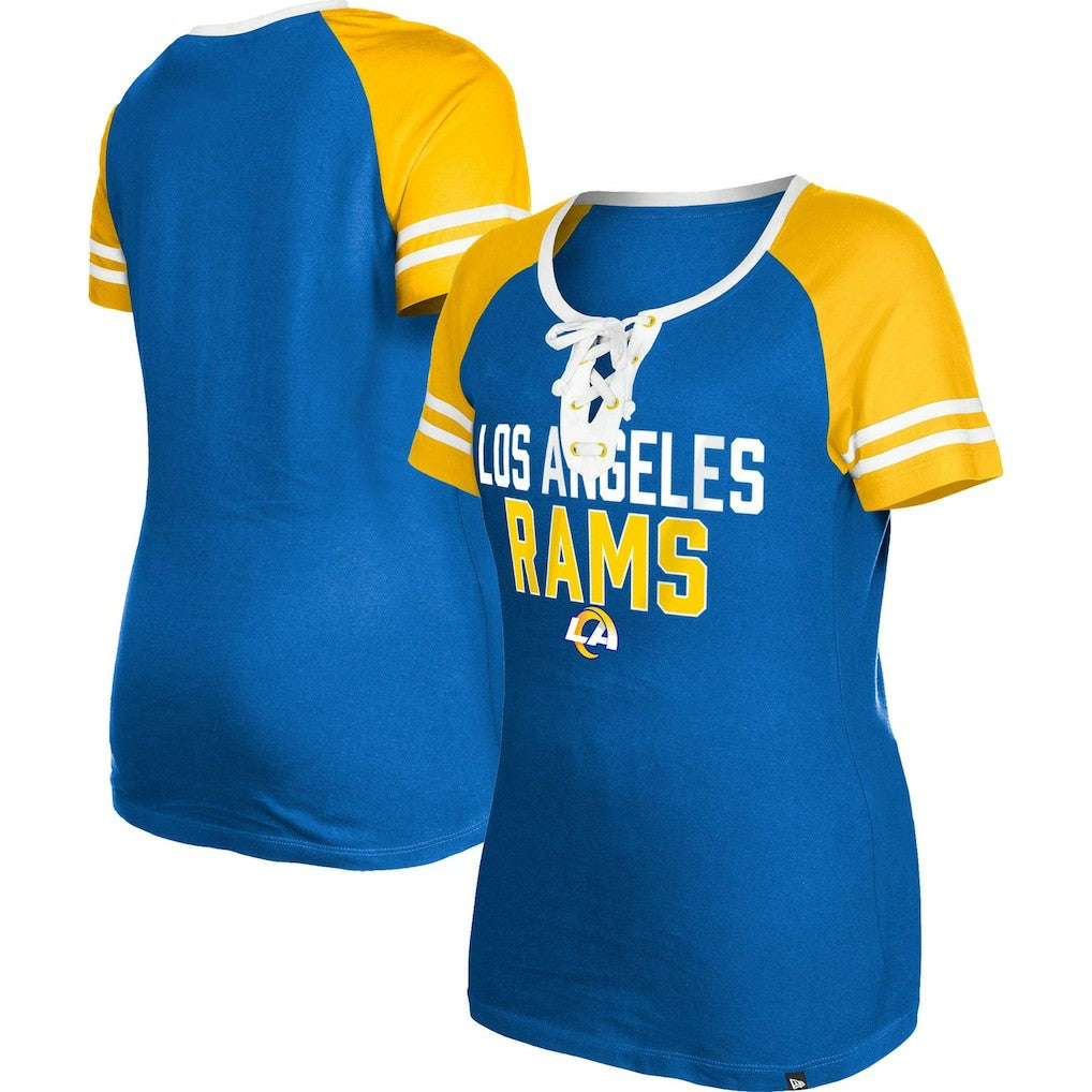 Los Angeles Rams New Era Women's Raglan Lace-Up T-Shirt - Royal sale