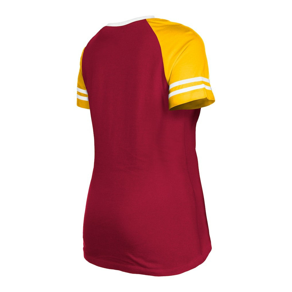 Washington Commanders New Era Women's Raglan Lace-Up T-Shirt - Burgundy online