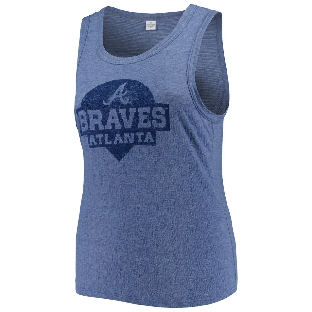 Atlanta Braves Soft as a Grape Women's Plus Size High Neck Tri-Blend Tank Top Navy