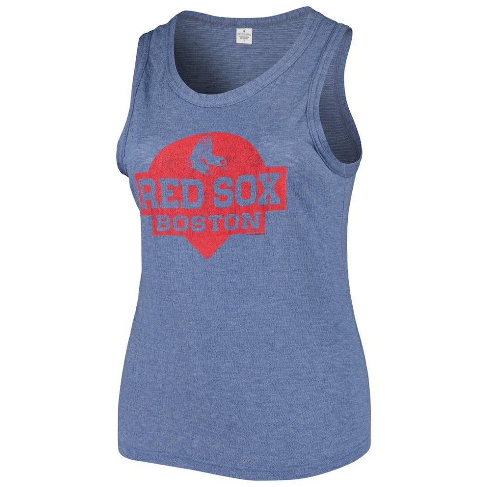 Boston Red Sox Soft as a Grape Women's Plus Size High Neck Tri-Blend Tank Top Navy