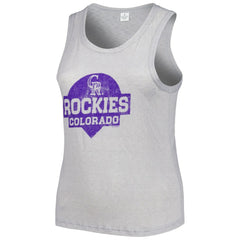 Colorado Rockies Soft as a Grape Women's Plus Size High Neck Tri-Blend Tank Top Gray