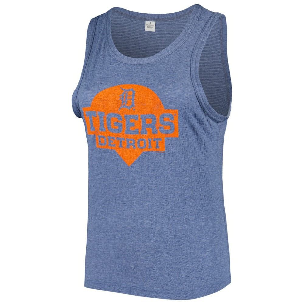 Detroit Tigers Soft as a Grape Women's Plus Size High Neck Tri-Blend Tank Top Navy