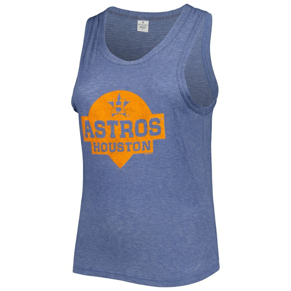Houston Astros Soft as a Grape Women's Plus Size High Neck Tri-Blend Tank Top Navy