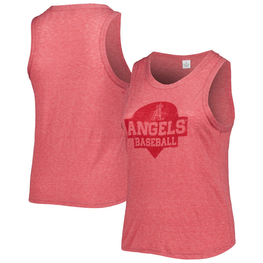 Los Angeles Angels Soft as a Grape Women's Plus Size High Neck Tri-Blend Tank Top Red