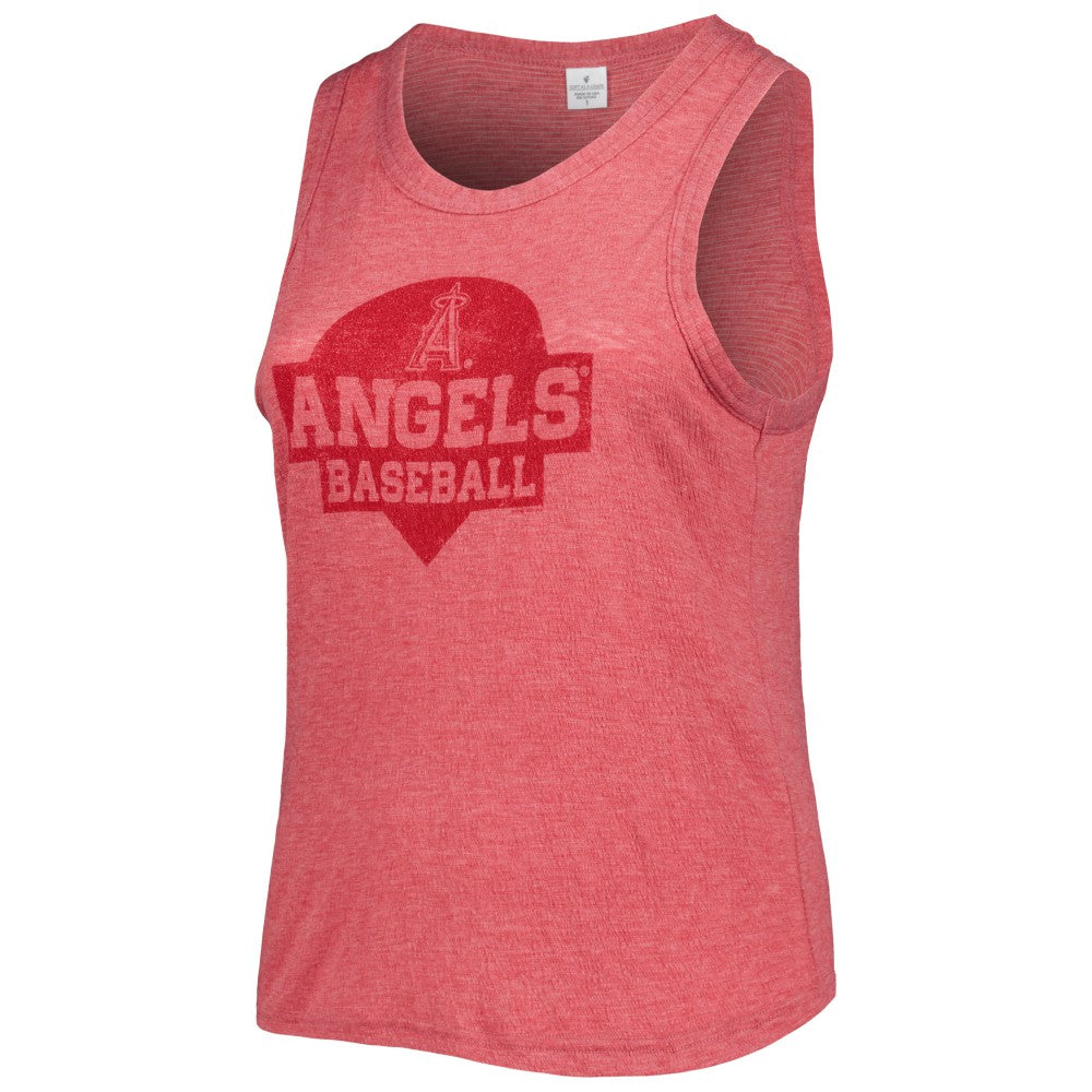 Los Angeles Angels Soft as a Grape Women's Plus Size High Neck Tri-Blend Tank Top Red