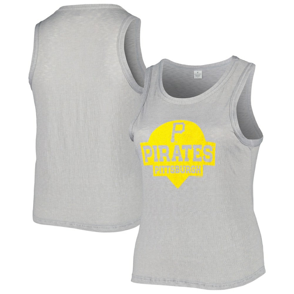 Pittsburgh Pirates Soft as a Grape Women's Plus Size High Neck Tri-Blend Tank Top Gray