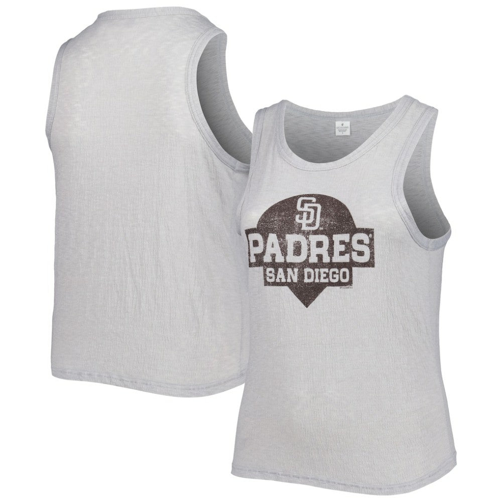 San Diego Padres Soft as a Grape Women's Plus Size High Neck Tri-Blend Tank Top Gray