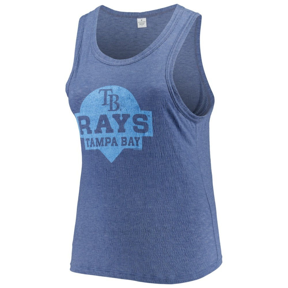 Tampa Bay Rays Soft as a Grape Women's Plus Size High Neck Tri-Blend Tank Top Navy