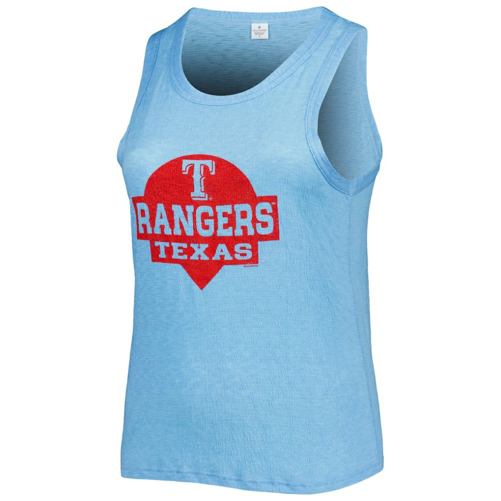 Texas Rangers Soft as a Grape Women's Plus Size High Neck Tri-Blend Tank Top Royal