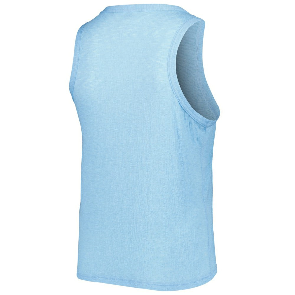 Texas Rangers Soft as a Grape Women's Plus Size High Neck Tri-Blend Tank Top Royal
