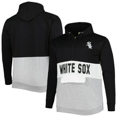 Chicago White Sox Big & Tall Fleece Half-Zip Hoodie Black/White