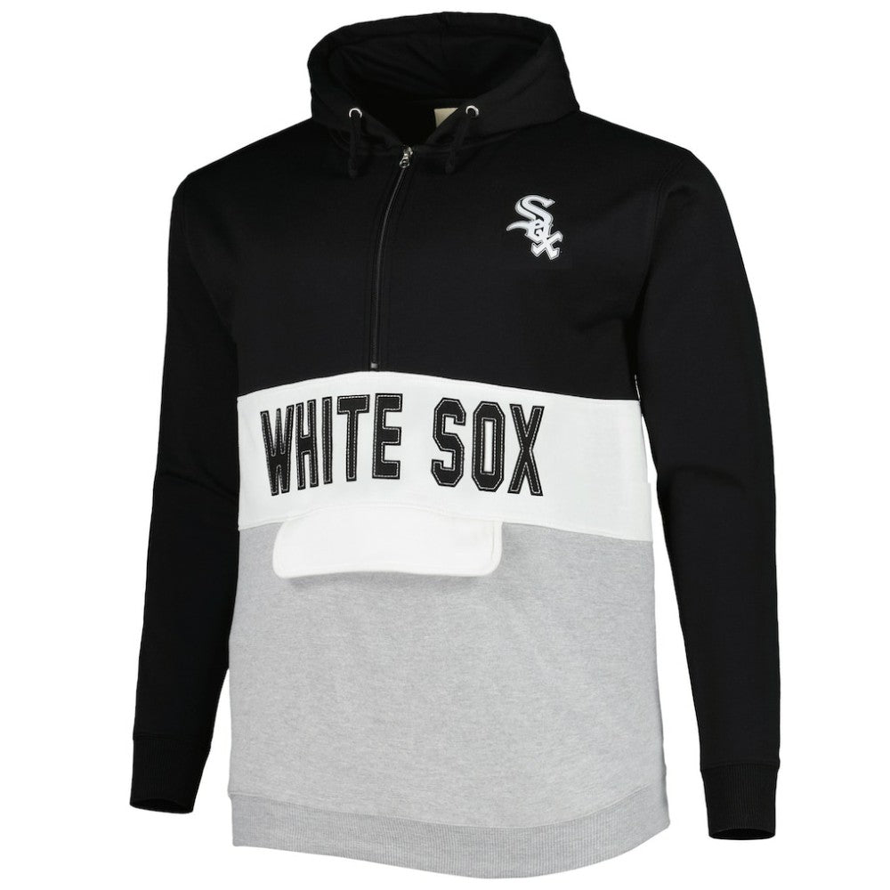 Chicago White Sox Big & Tall Fleece Half-Zip Hoodie Black/White