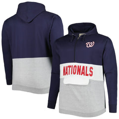 Washington Nationals Big & Tall Fleece Half-Zip Hoodie Navy/White