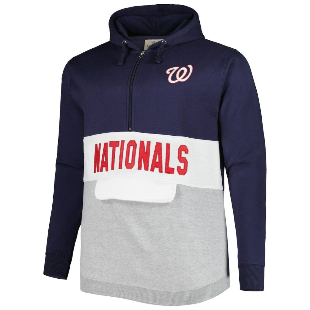 Washington Nationals Big & Tall Fleece Half-Zip Hoodie Navy/White