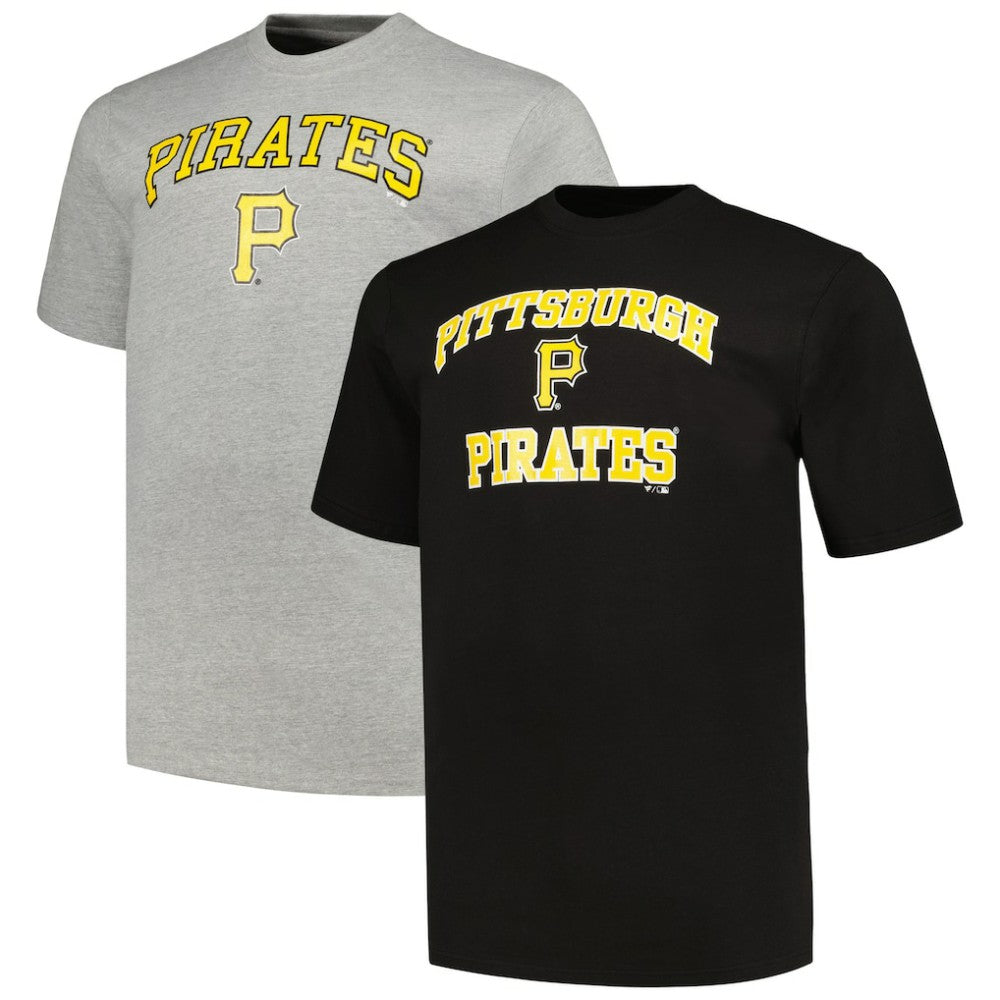 Pittsburgh Pirates Profile Big & Tall T-Shirt Combo Pack Black/Heather Gray