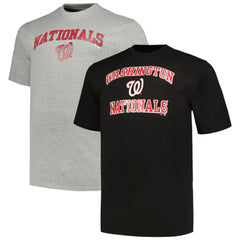 Washington Nationals Profile Big & Tall T-Shirt Combo Pack Black/Heather Gray