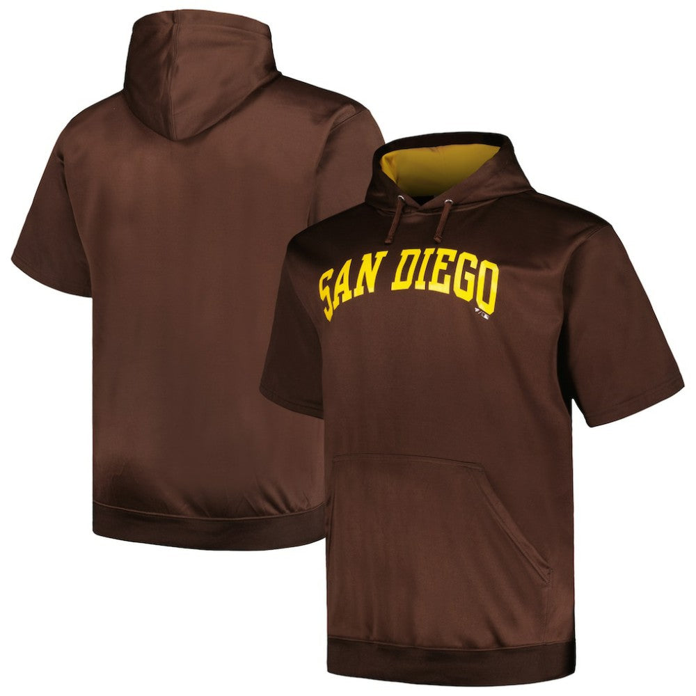 San Diego Padres Profile Big & Tall Contrast Short Sleeve Pullover Hoodie Brown