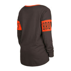 Cleveland Browns New Era Women's Lace-Up Notch Neck Long Sleeve T-Shirt - Brown outlet