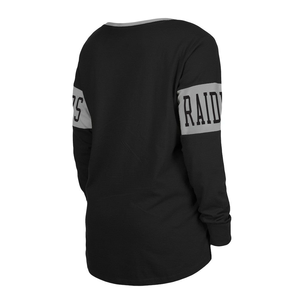 Las Vegas Raiders New Era Women's Lace-Up Notch Neck Long Sleeve T-Shirt - Black outlet