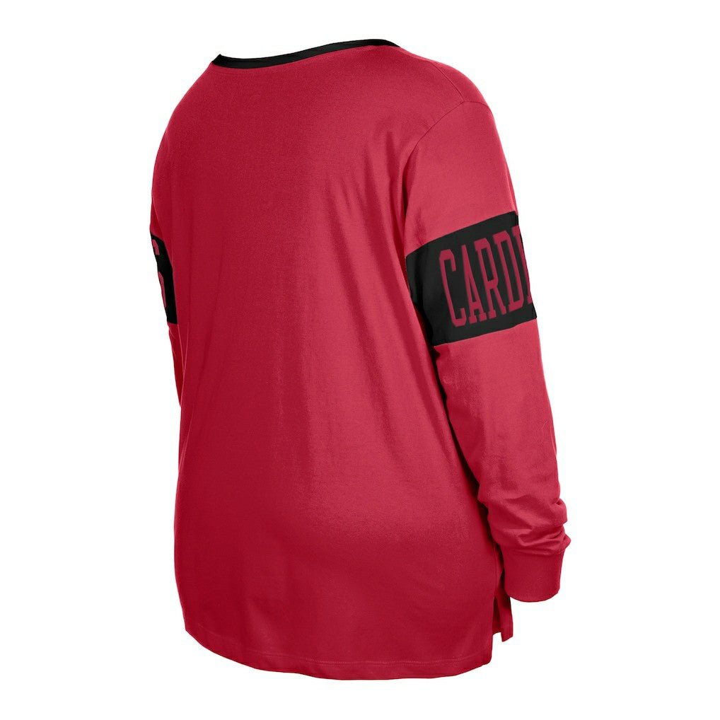 Arizona Cardinals New Era Women's Plus Size Lace-Up Notch Neck Long Sleeve T-Shirt - Cardinal outlet