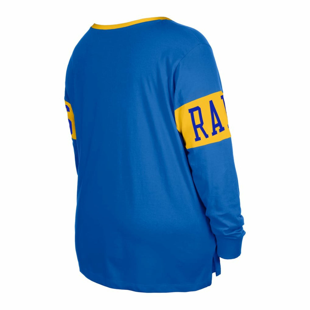 Los Angeles Rams New Era Women's Plus Size Lace-Up Notch Neck Long Sleeve T-Shirt - Royal online
