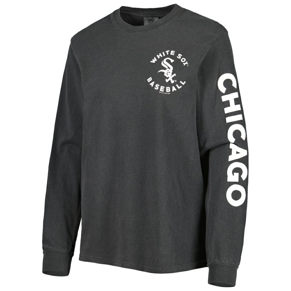 Chicago White Sox Soft as a Grape Women's Team Pigment Dye Long Sleeve T-Shirt Black