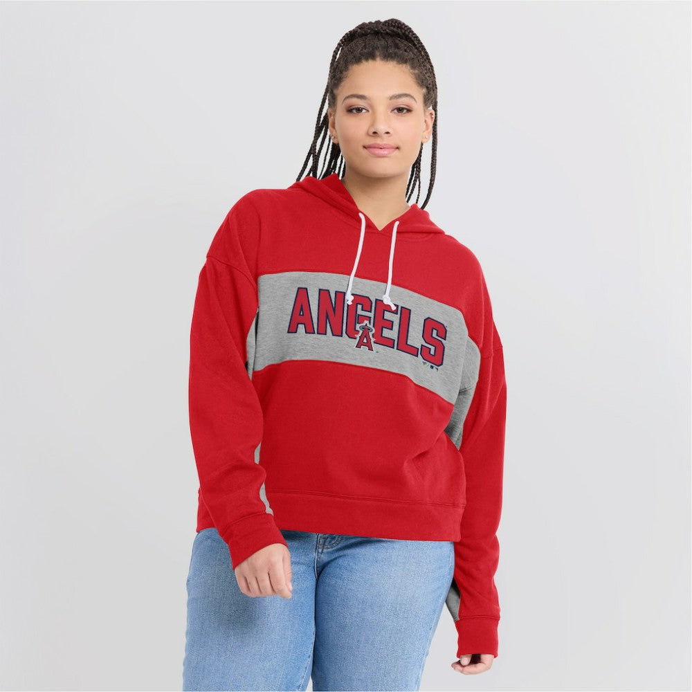 Los Angeles Angels Women's Filled Stat Sheet Pullover Hoodie Red
