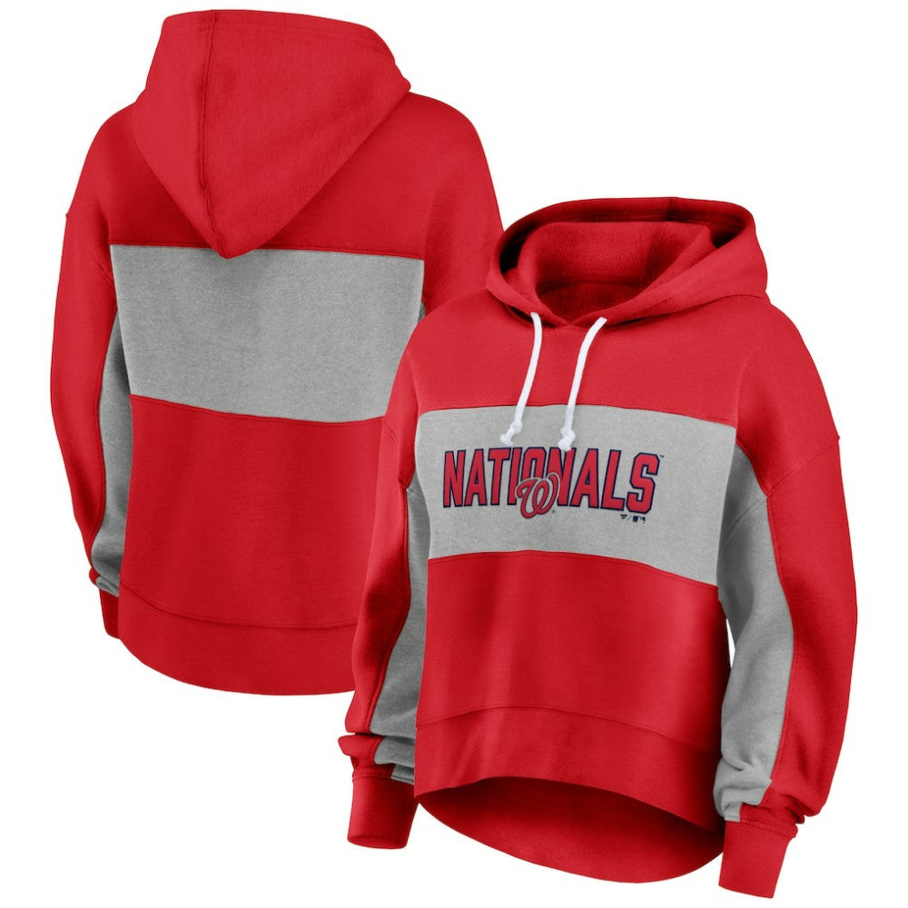 Washington Nationals Women's Filled Stat Sheet Pullover Hoodie Red
