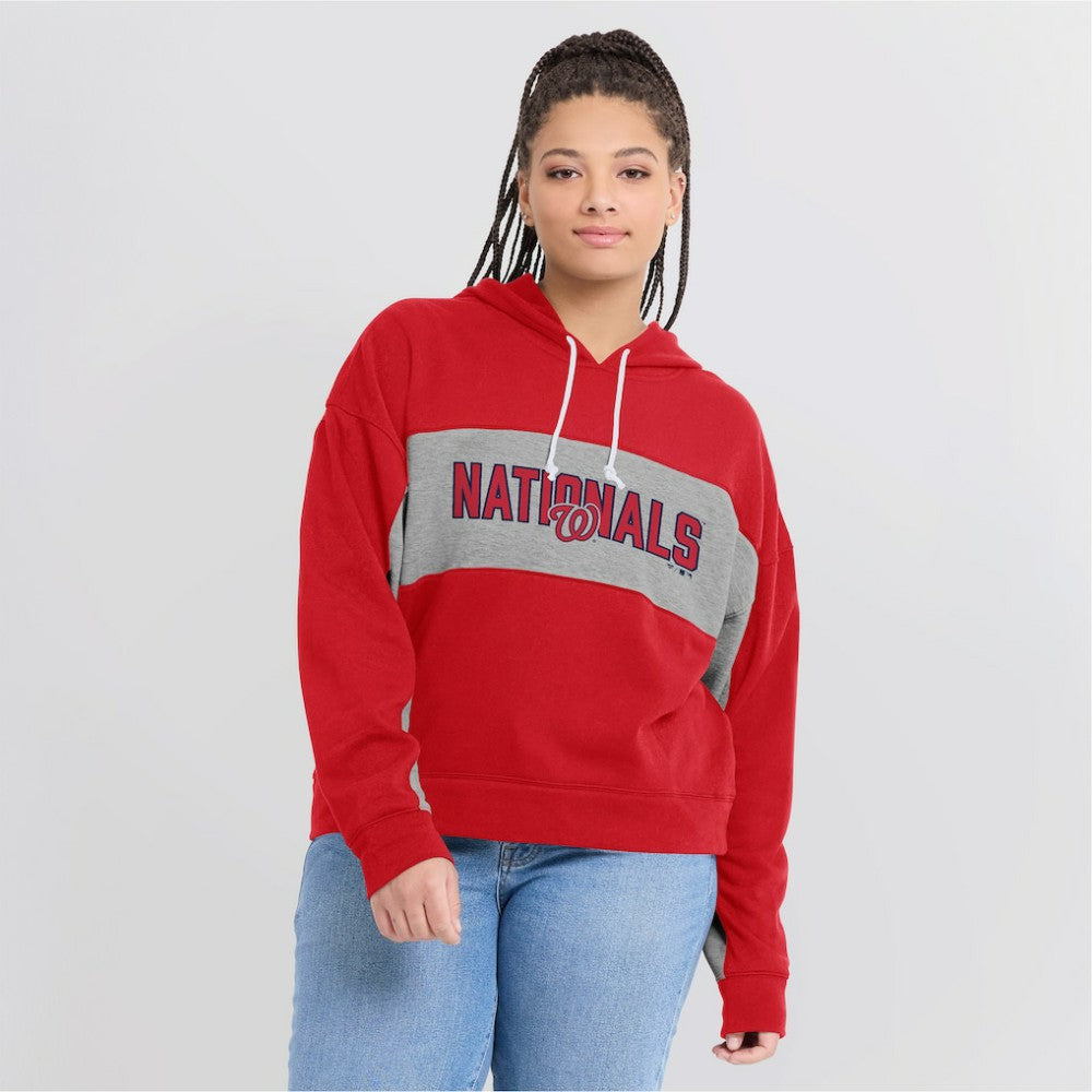 Washington Nationals Women's Filled Stat Sheet Pullover Hoodie Red