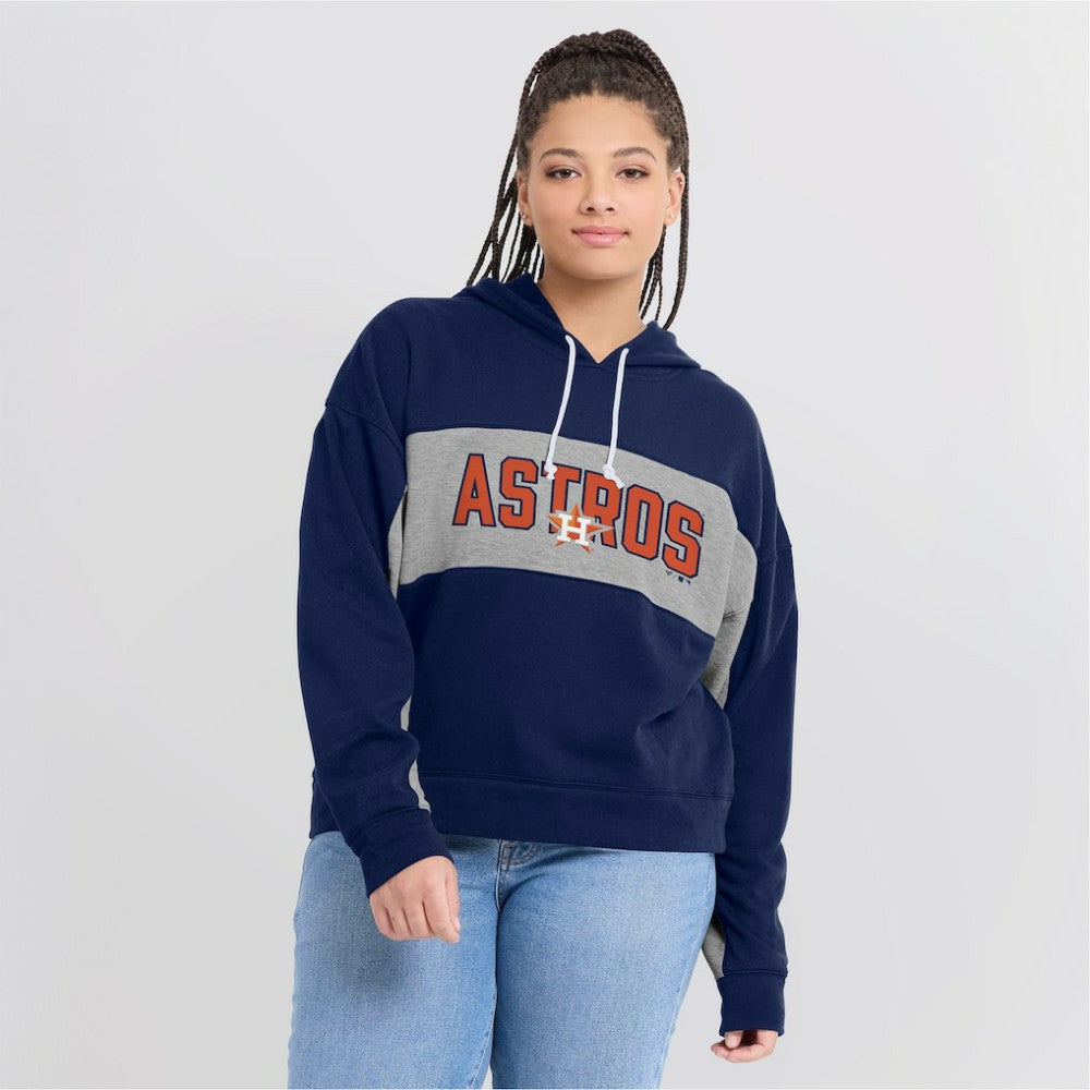Houston Astros Women's Filled Stat Sheet Pullover Hoodie Navy