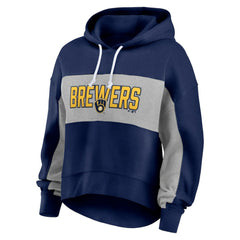 Milwaukee Brewers Women's Filled Stat Sheet Pullover Hoodie Navy