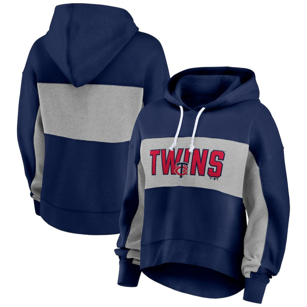 Minnesota Twins Women's Filled Stat Sheet Pullover Hoodie Navy