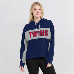 Minnesota Twins Women's Filled Stat Sheet Pullover Hoodie Navy