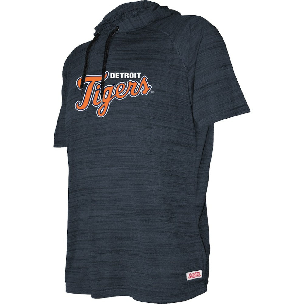 Detroit Tigers Stitches Youth Raglan Short Sleeve Pullover Hoodie Heather Navy
