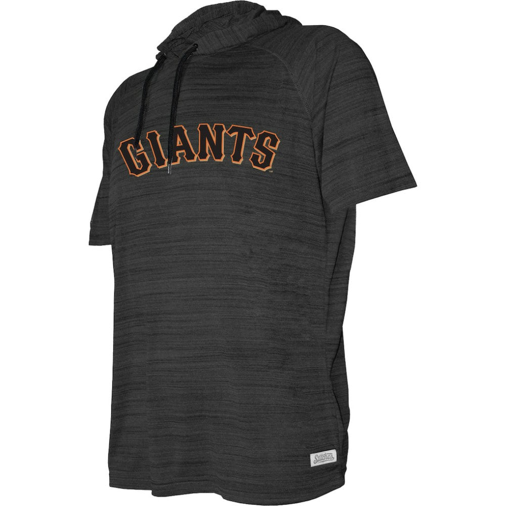 San Francisco Giants Stitches Youth Raglan Short Sleeve Pullover Hoodie Heather Black