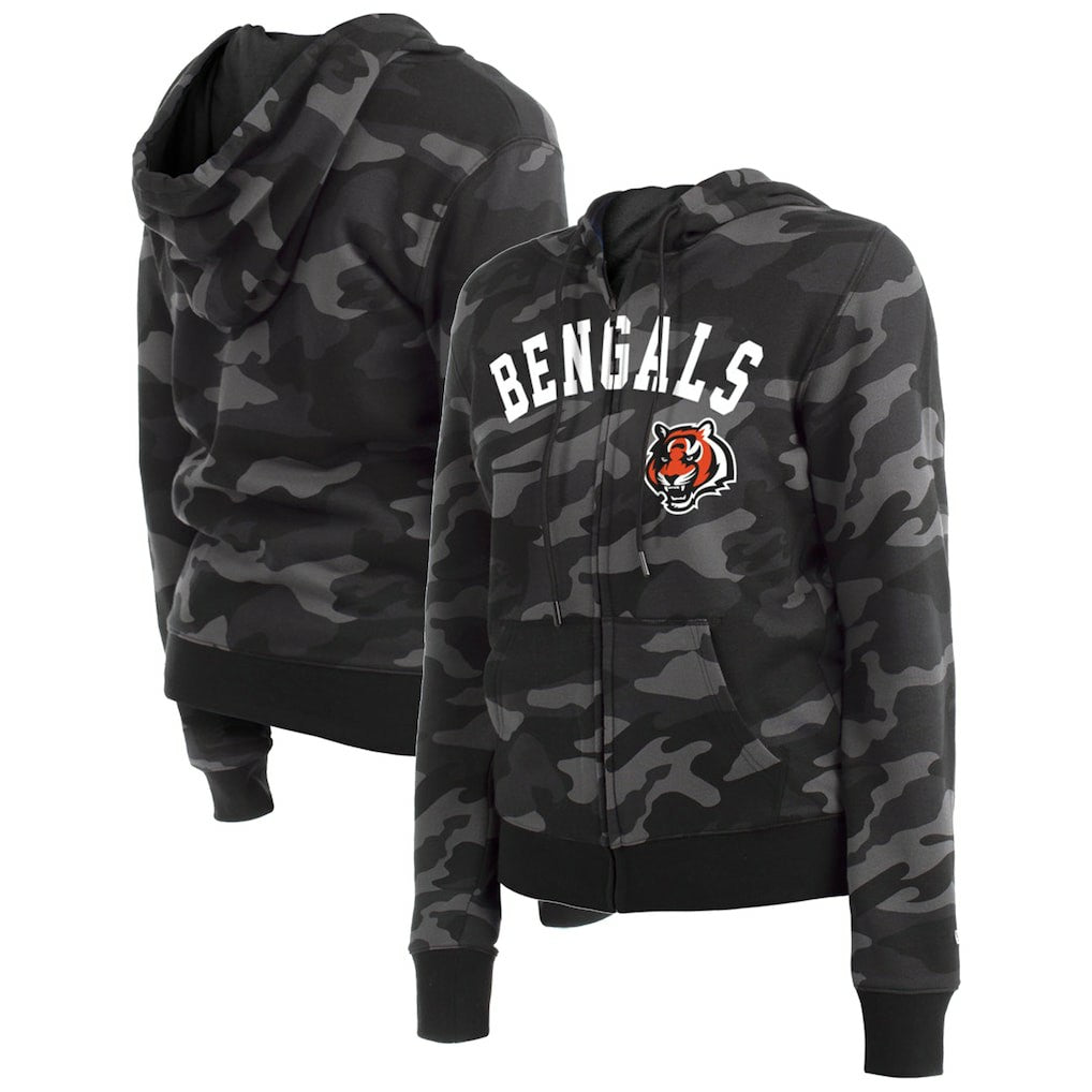 Cincinnati Bengals New Era Women's Camo Full-Zip Hoodie - Black outlet