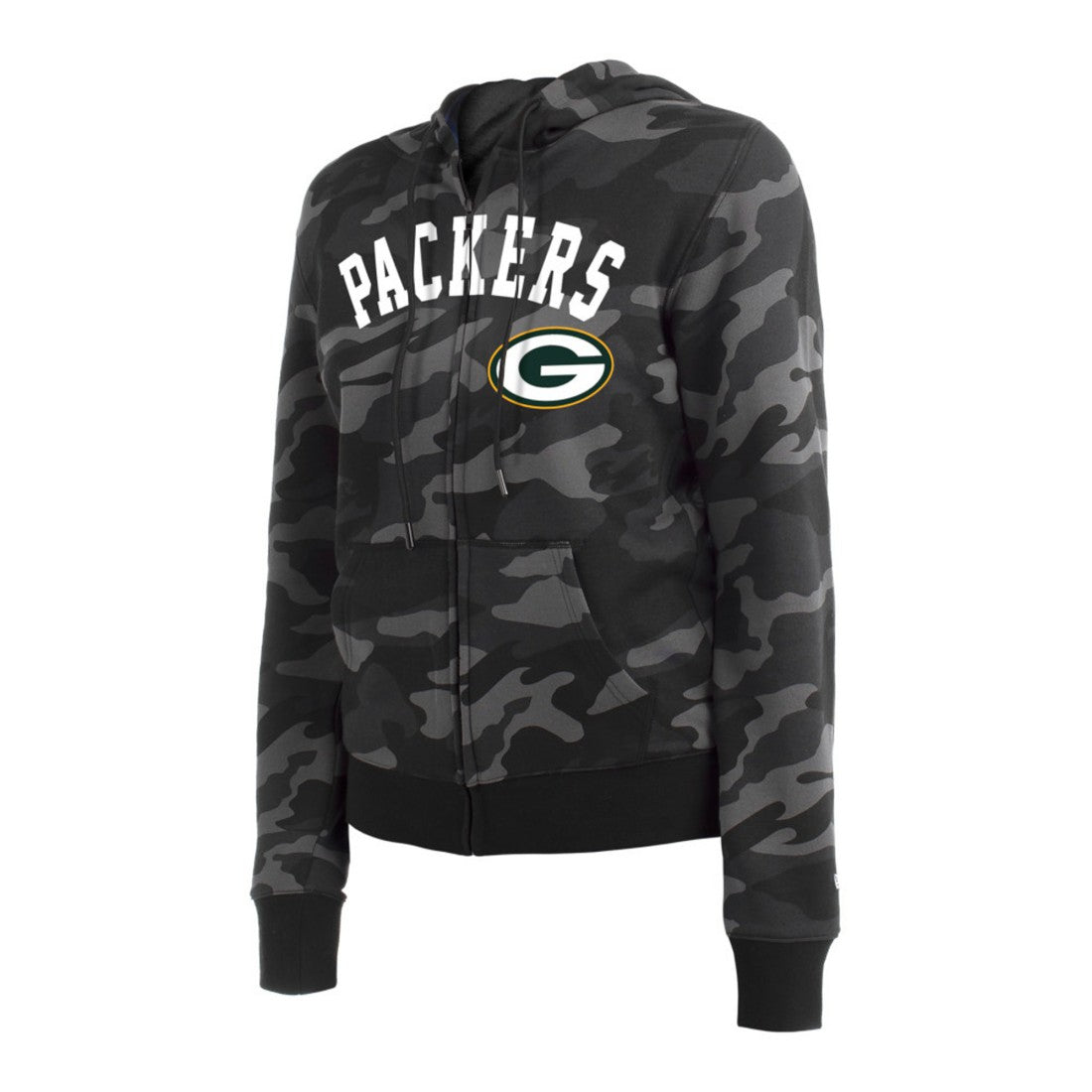 Green Bay Packers New Era Women's Camo Full-Zip Hoodie - Black discount